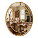 28 Inch Gold Round Wall Mirror with Beaded Frame for Living Room Entryway-Golden by LJGDeals