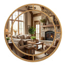 28 Inch Gold Round Wall Mirror with Beaded Frame for Living Room Entryway-Golden by LJGDeals