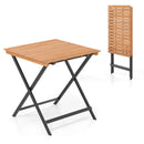 28 Inch Patio Folding Square Table with Slatted Tabletop for Backyard Porch by LJGDeals