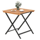 28 Inch Patio Folding Square Table with Slatted Tabletop for Backyard Porch by LJGDeals
