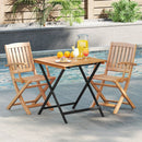 28 Inch Patio Folding Square Table with Slatted Tabletop for Backyard Porch by LJGDeals