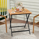28 Inch Patio Folding Square Table with Slatted Tabletop for Backyard Porch by LJGDeals