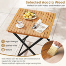 28 Inch Patio Folding Square Table with Slatted Tabletop for Backyard Porch by LJGDeals