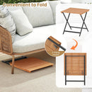 28 Inch Patio Folding Square Table with Slatted Tabletop for Backyard Porch by LJGDeals
