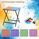 28 Inch Patio Folding Square Table with Slatted Tabletop for Backyard Porch by LJGDeals