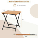 28 Inch Patio Folding Square Table with Slatted Tabletop for Backyard Porch by LJGDeals