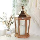 17'' H Wood Metal Hexagon Candle Holder Decorative Hanging Lanterns by JHY DESIGN