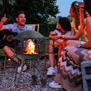 28 Inch Portable Fire Pit on Wheels with Log Grate-Black by LJGDeals