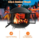 28 Inch Portable Fire Pit on Wheels with Log Grate-Black by LJGDeals