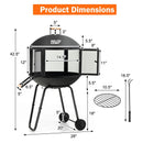 28 Inch Portable Fire Pit on Wheels with Log Grate-Black by LJGDeals