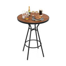 28 Inches Outdoor Bar Table with Wood-Like Tabletop for Backyard Garden by LJGDeals