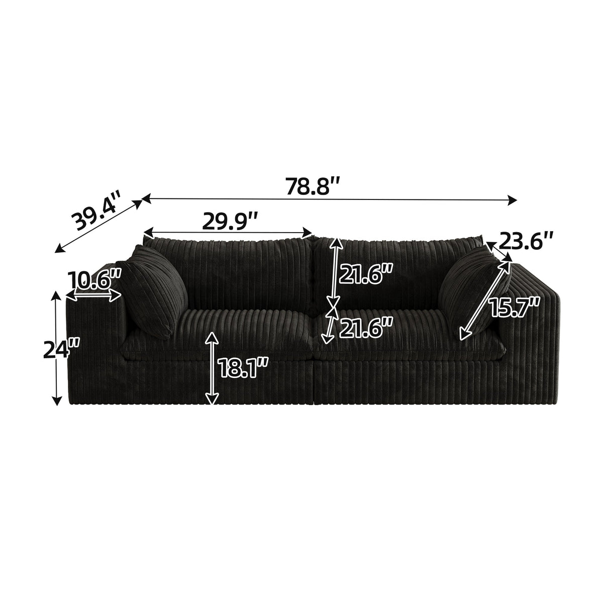 Y137 Modular Black Sofa, photo 5 of 6