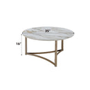Aziz - Sintered Stone Top Round Coffee Table - White by HouseOfZazla