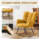 Teddy Fabric Rocking Chair, Modern Rocking Accent Chair for Nursery, Living Room, Bedroom, Yellow