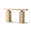 Calder 60' Solid Reclaimed Elm Plinth Console Table, Heritage Light Natural Brown