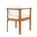 Outdoor Dining Chair Set of 4 with Curved Acacia Wood Arms and Cream Cushions by HouseOfZazla