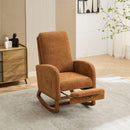 25.4"W Rocking Chair for Nursery, High Back Glider Chair with Retractable Footrest, Side Pocket, Rocking Accent Armchair with Rubber Wood Legs for Living Room/Bedroom.Caramel