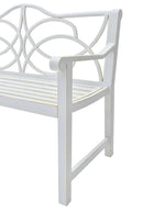 Outdoor Garden Patio Bench With Backrest And Armrest, Slatted Seat For Park, Yard & Porch, Balcony, Accommodates 2 - 3 People - White by HouseOfZazla