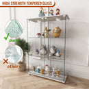 Modern Display Cabinet With LED Lights, Transparent Tempered Glass 2 Door Storage Case With 3 Shelves