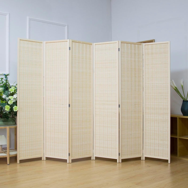 6 Panel Room Divider, Bamboo-Woven Folding Screens