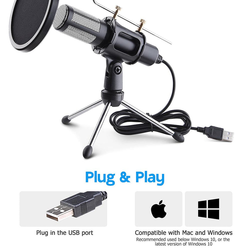 Yescom Condenser USB Microphone & Tripod Stand Kit Chatting Recording