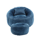 COOLMORE Modern Extra Large Round Bean Bag Chair with Footrest for Living Room, Chenille Fabric Lazy Sofa with Pillow for Adults, Teenagers,Child, Suitable for Bedroom, Dormitory, Study Room