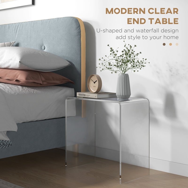 21" Long Rectangle All Acrylic 15mm Thick Waterfall Coffee Table, Clear