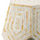 18x18x21 Hexagonal Capes Capiz Stool Cream/Yellow