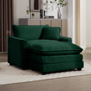 Classic Modern Comfortable Single Chair Deep Seat Sofa with Footstool, Green Corduroy Fabric, Living Room & Bedroom