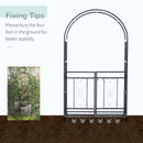 81" Metal Garden Arbor with Double Doors, Locking Gate, Climbing Vine Frame with Heart Motifs, Arch for Wedding, Bridal Party Decoration, Grey
