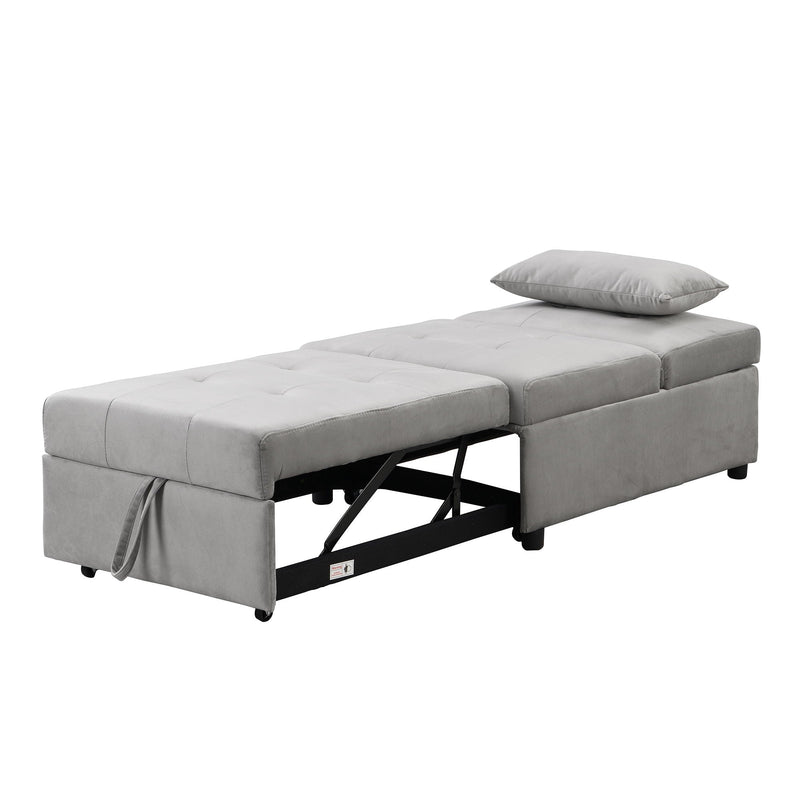 Folding Ottoman Sofa Bed - Gray Fabric, photo 7 of 19