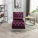 Chaise Lounge Indoor, Button Tufted Upholstered Chaise Lounge Chair With Pillow by HouseOfZazla