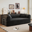 78.8' Compression Sofa,Convertible Floor Sofa Bed-with Pillow Back Support Armrest,Comfy Futon Couch Sleeper Bed,Loveseats Boneless Modular Sectional Sofa,Corduroy fabric,for Living Room,Bedroom,Black by HouseOfZazla