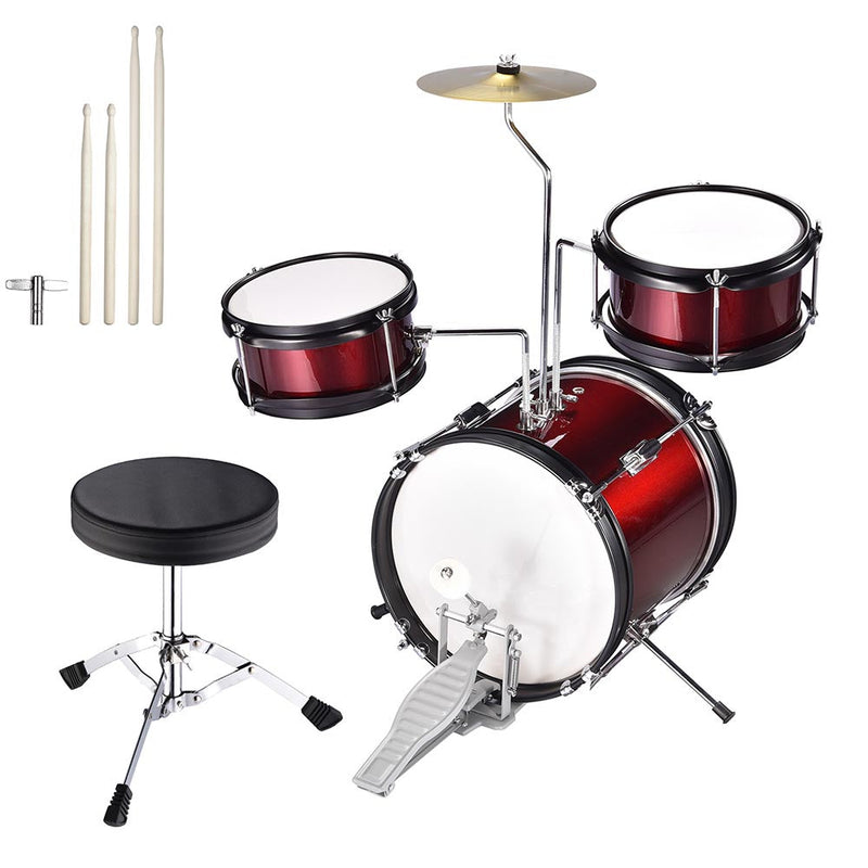 Yescom Junior Kids Drum Set w/ Cymbal Drum Throne 3pcs 12inch