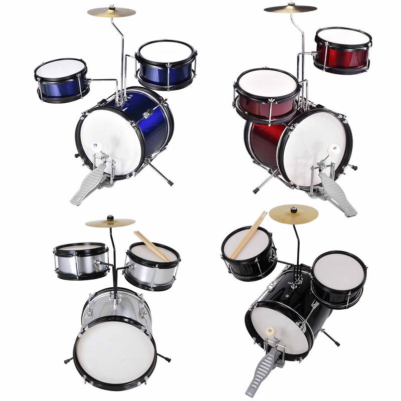 Yescom Junior Kids Drum Set w/ Cymbal Drum Throne 3pcs 12inch