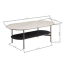 Contemporary Coffee Table Sintered Stone Surface With Ceramic Finish Double Layer Design Base Matte Shelf Modern Living Room Center Table - White / Gray by HouseOfZazla