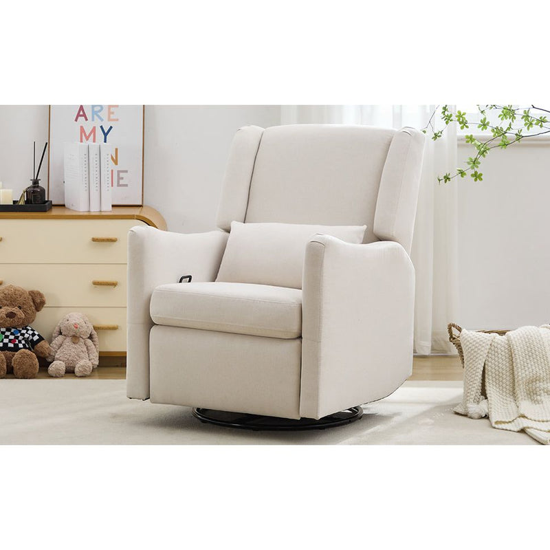 29.5'' Wide Wingback Swivel Rocker Recliner Chair, Glider Rocker Recliner, Rocking Chair Nursery for Living Room Bedroom Apartment,Linen,Beige