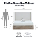 Shelton - Queen Upholstered Wingback Bed With 54" High Headboard - Ivory / Light Gray / Camel Oak by HouseOfZazla