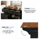 54.2'' Mobile Kitchen Island with Glass Door Storage & Trash Bin