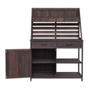 Potting Bench With 5 Drawer Storage And Slatted Back Panel, Garden Workstation - Brown by HouseOfZazla