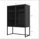 47.2 inches high Metal Storage Cabinet with 2 Mesh Doors, Suitable for Office, Dining Room and Living Room, Black