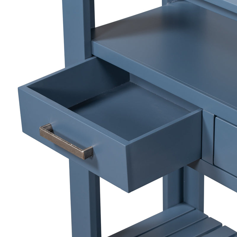 62.2" Modern Console Table Sofa Table for Living Room with 4 Drawers and 2 Shelves