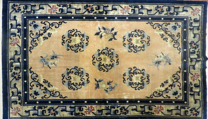 4' X 6' Antique Handmade Fine Knotted Peking Chinese Wool Rug Amiri Salmon