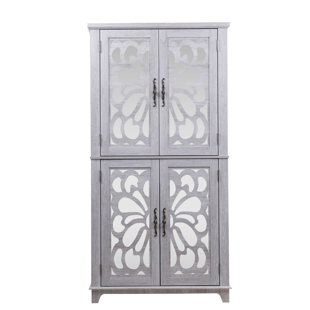 Modern Sideboard Buffet With 4 Mirrored Doors, Adjustable Shelves, photo 2 of 8