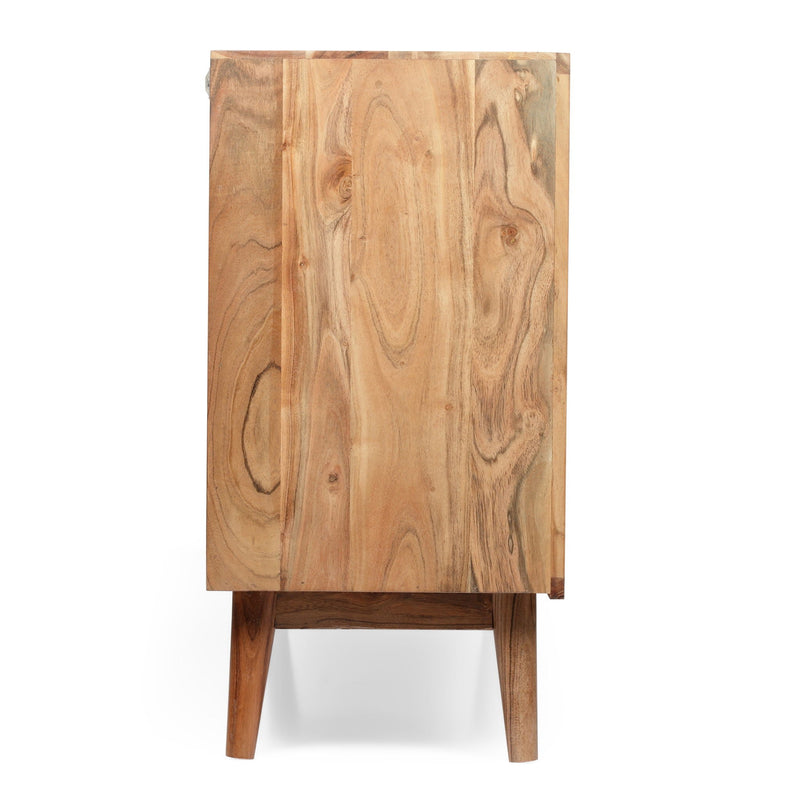 Boho Handcrafted 3 Door Sideboard, Carved Texture & Artisanal Charm - Natural, photo 6 of 15