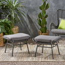 Montana Faux Rattan Outdoor Patio Ottoman with Cushion (Set of 2)