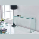 Elegant Transparent Tempered Glass Console Table With Rounded Edges, Modern Sofa Table - Clear by Unique Piece Furniture