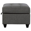 Storage Ottoman With Tufted Design - Gray