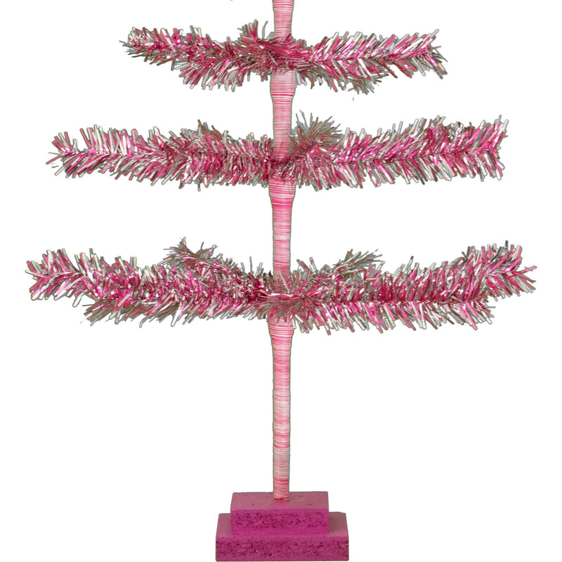 28in Vintage Pink & Silver Tinsel Christmas Tree