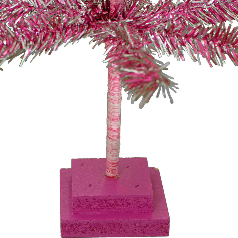 28in Vintage Pink & Silver Tinsel Christmas Tree